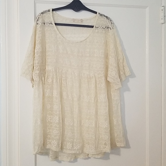 Altar'd State Tops - Altar'd State Cream Lace Tunic Top